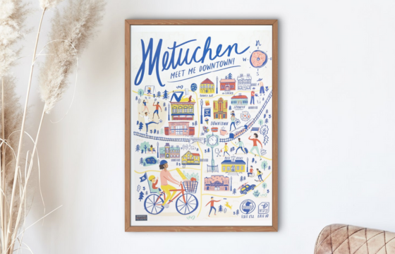 Framed illustrated community poster